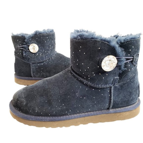 UGG Navy Blue Winter Boots with Button Detail - Picture 1 of 13
